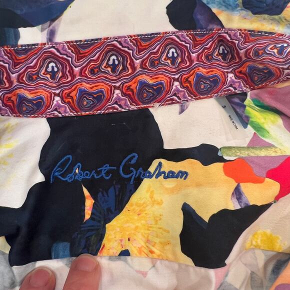 Robert Graham Women’s Floral Button Up Shirt Small Contrast Collar Cuffs - Picture 5 of 9